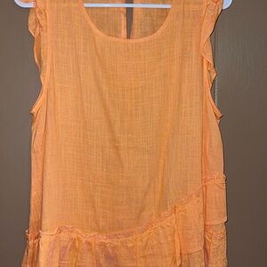 Orange Sleeveless Ruffle Top